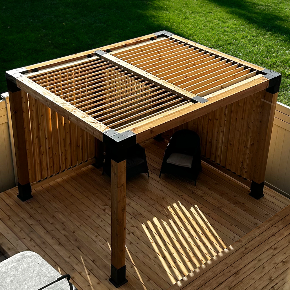 Pergola with Louver Tops on a sunny backyard deck