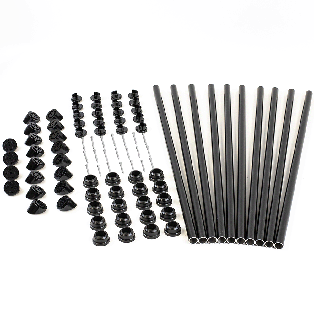 snap'n lock stair balusters round black on a white background