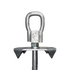 eye nut assembly on a deck foot anchor with cap plate on a white background