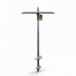 Pergola foot anchor with flat black load plate assembled upright on a white background 