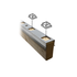 Close-up of a construction beam section featuring galvanized steel. Two illustrated square Snapn Go Baluster Guides are shown above, connected by dashed lines to indicate installation points on the beam, set against a white background.
