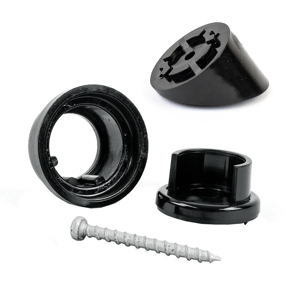 round black snap'n lock stair adapter plus connector on a white background
