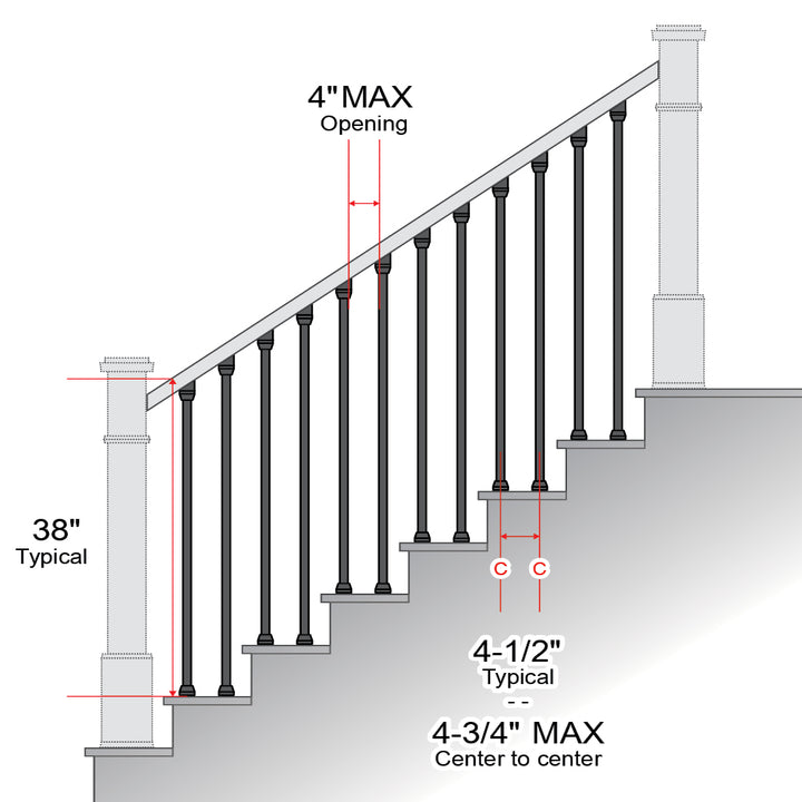 Indoor Snap'n Lock® Stair Balusters (2 pack) - Open Stringer